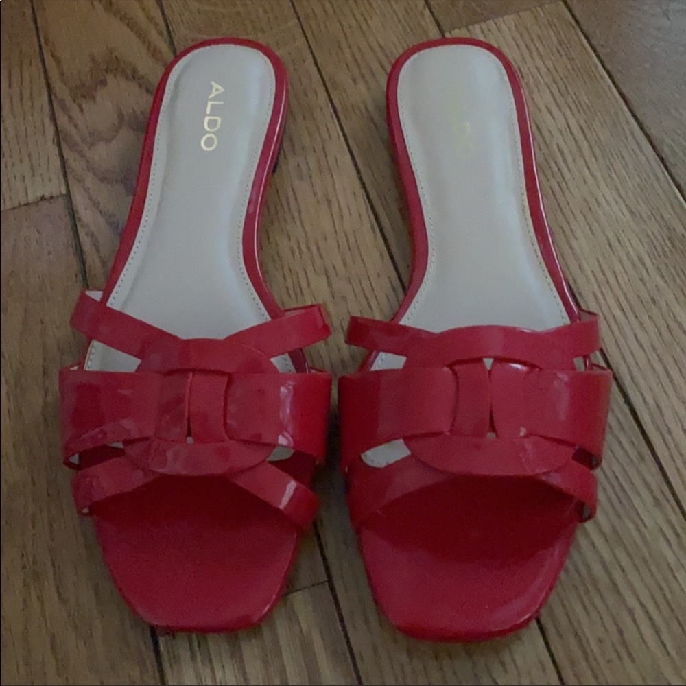 Aldo Astirassa Woven Strap Slide Sandal/red/Size 6